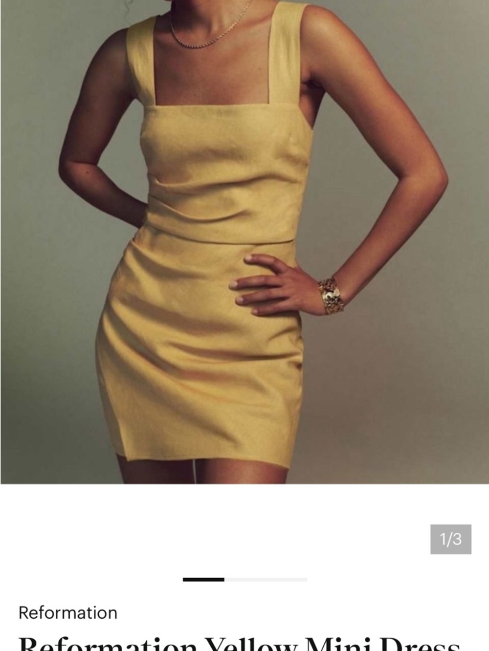 Reformation Lemon Square-Neck Mini Dress